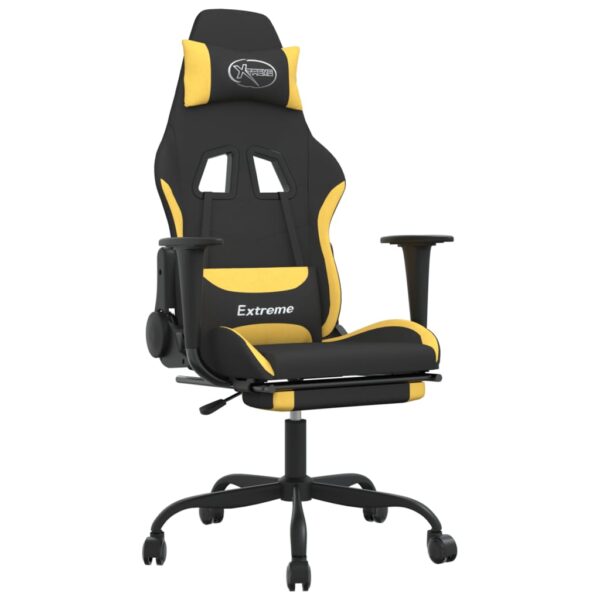 vidaXL Gaming Chair with Footrest Black and Yellow Fabric - Image 2