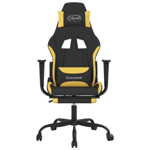 vidaXL Gaming Chair with Footrest Black and Yellow Fabric - Image 3