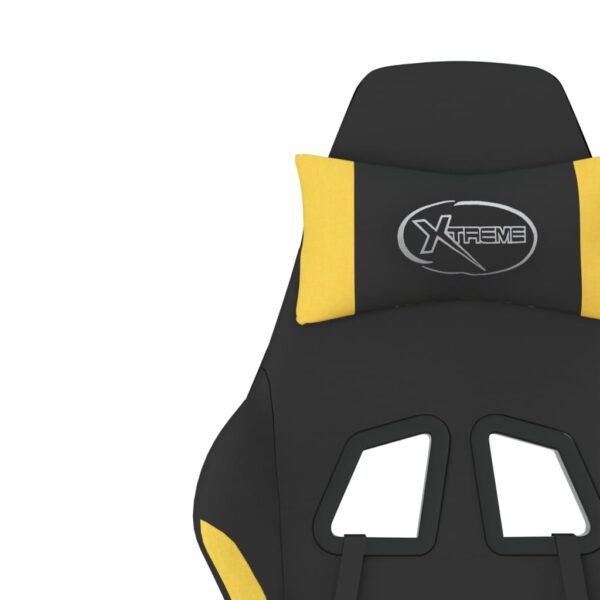 vidaXL Gaming Chair with Footrest Black and Yellow Fabric - Image 12