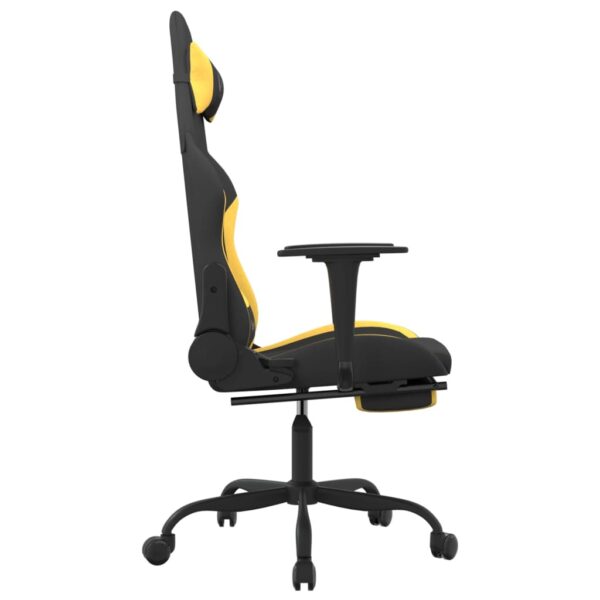 vidaXL Gaming Chair with Footrest Black and Yellow Fabric - Image 4