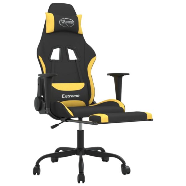 vidaXL Gaming Chair with Footrest Black and Yellow Fabric - Image 6