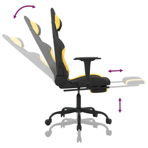 vidaXL Gaming Chair with Footrest Black and Yellow Fabric - Image 7