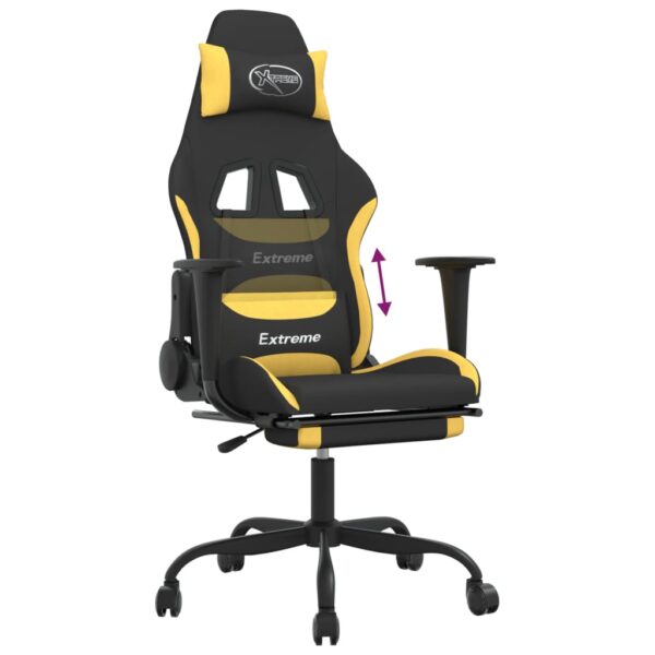 vidaXL Gaming Chair with Footrest Black and Yellow Fabric - Image 8