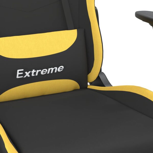 vidaXL Gaming Chair with Footrest Black and Yellow Fabric - Image 9