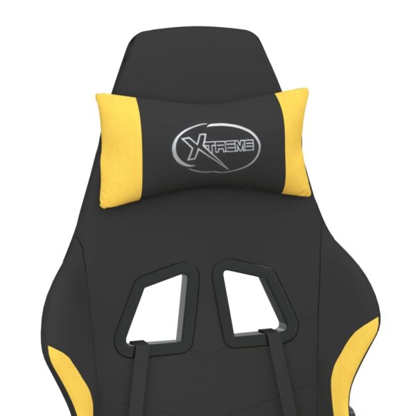 vidaXL Gaming Chair with Footrest Black and Yellow Fabric - Image 10