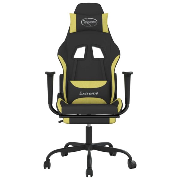 vidaXL Gaming Chair with Footrest Black and Light Green Fabric - Image 3