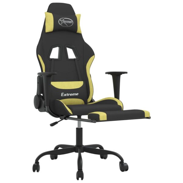 vidaXL Gaming Chair with Footrest Black and Light Green Fabric - Image 6