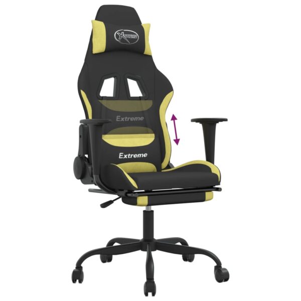 vidaXL Gaming Chair with Footrest Black and Light Green Fabric - Image 8