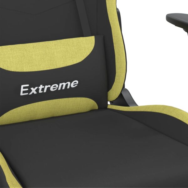 vidaXL Gaming Chair with Footrest Black and Light Green Fabric - Image 9