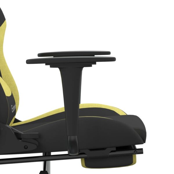 vidaXL Gaming Chair with Footrest Black and Light Green Fabric - Image 11