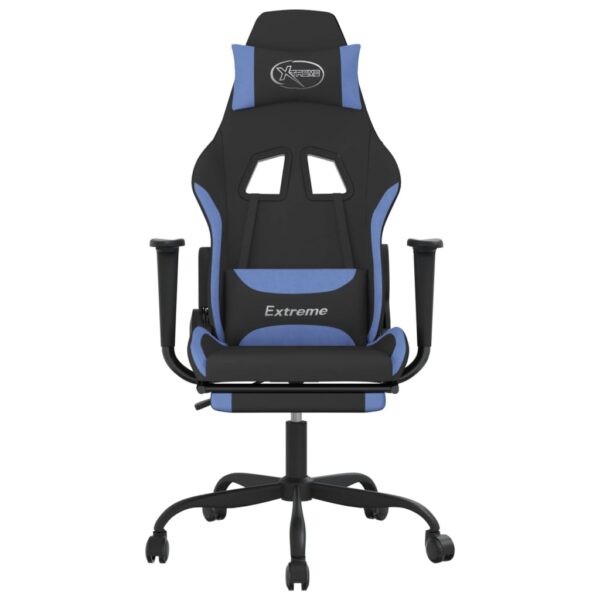 vidaXL Gaming Chair with Footrest Black and Blue Fabric - Image 3