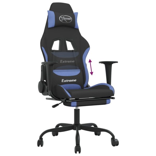 vidaXL Gaming Chair with Footrest Black and Blue Fabric - Image 8