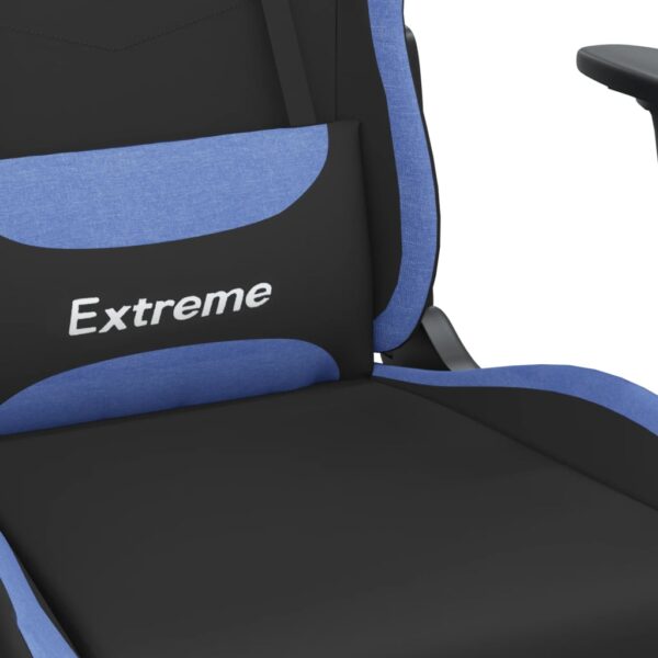 vidaXL Gaming Chair with Footrest Black and Blue Fabric - Image 9