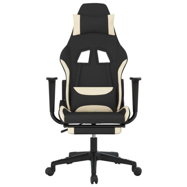 vidaXL Gaming Chair with Footrest Black and Cream Fabric - Image 3