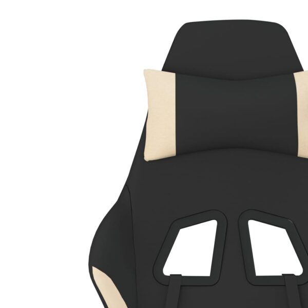 vidaXL Gaming Chair with Footrest Black and Cream Fabric - Image 12