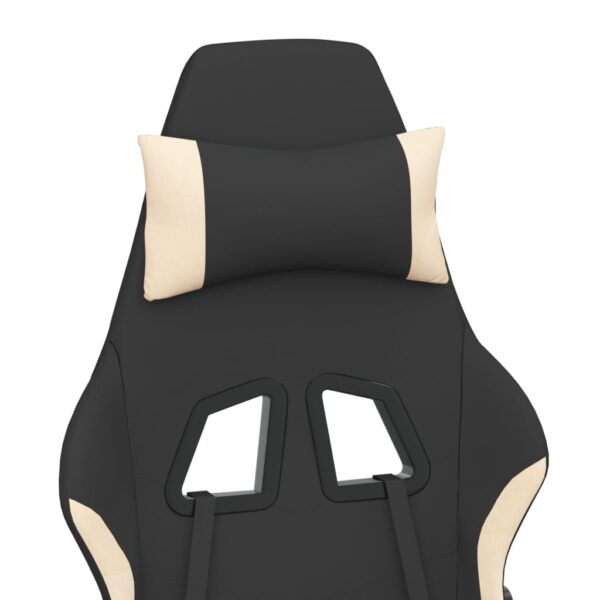 vidaXL Gaming Chair with Footrest Black and Cream Fabric - Image 10