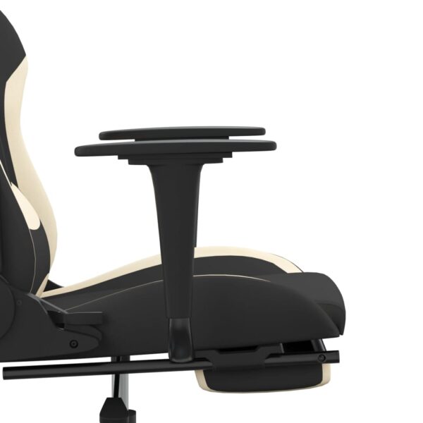 vidaXL Gaming Chair with Footrest Black and Cream Fabric - Image 11