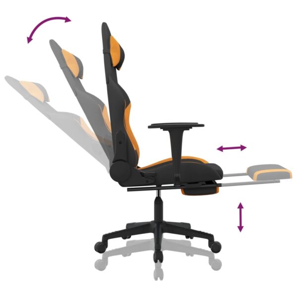 vidaXL Gaming Chair with Footrest Black and Orange Fabric - Image 7