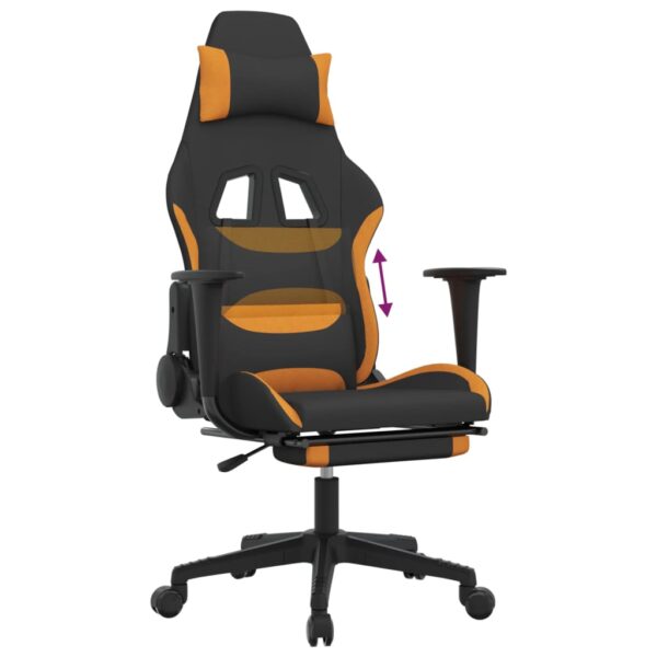 vidaXL Gaming Chair with Footrest Black and Orange Fabric - Image 8