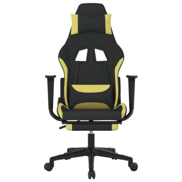 vidaXL Gaming Chair with Footrest Black and Light Green Fabric - Image 3