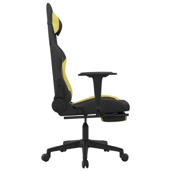 vidaXL Gaming Chair with Footrest Black and Light Green Fabric - Image 4