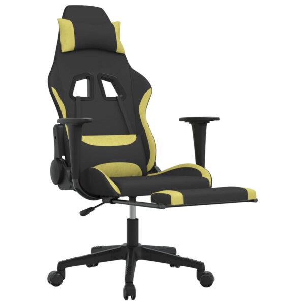 vidaXL Gaming Chair with Footrest Black and Light Green Fabric - Image 6