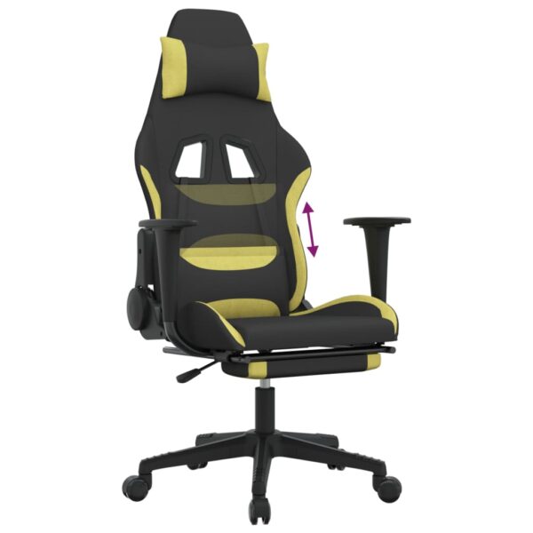 vidaXL Gaming Chair with Footrest Black and Light Green Fabric - Image 8