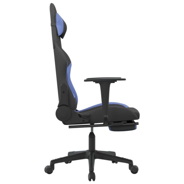 vidaXL Gaming Chair with Footrest Black and Blue Fabric - Image 4