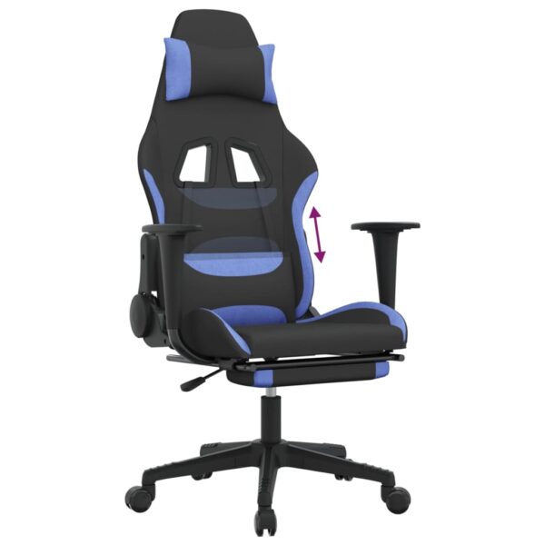 vidaXL Gaming Chair with Footrest Black and Blue Fabric - Image 8