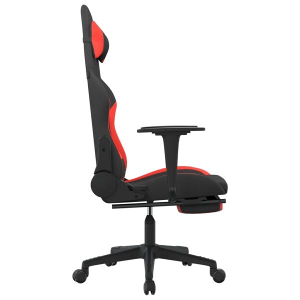 vidaXL Gaming Chair with Footrest Black and Red Fabric - Image 4