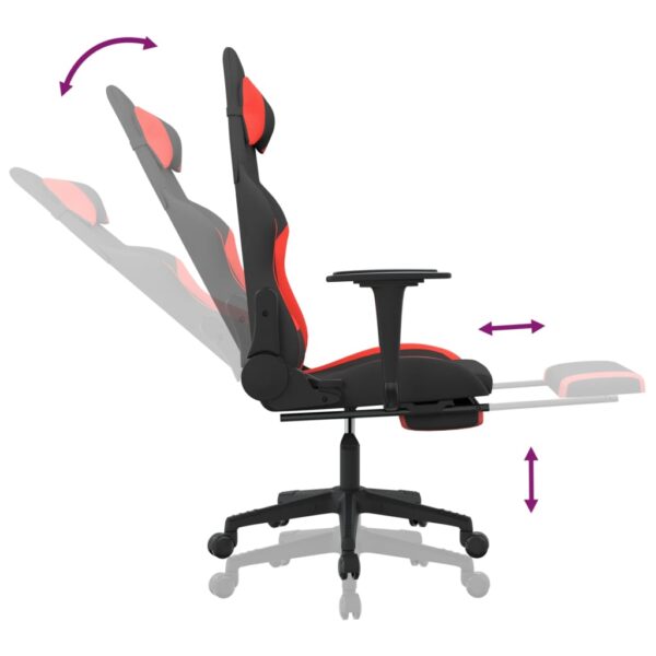 vidaXL Gaming Chair with Footrest Black and Red Fabric - Image 7