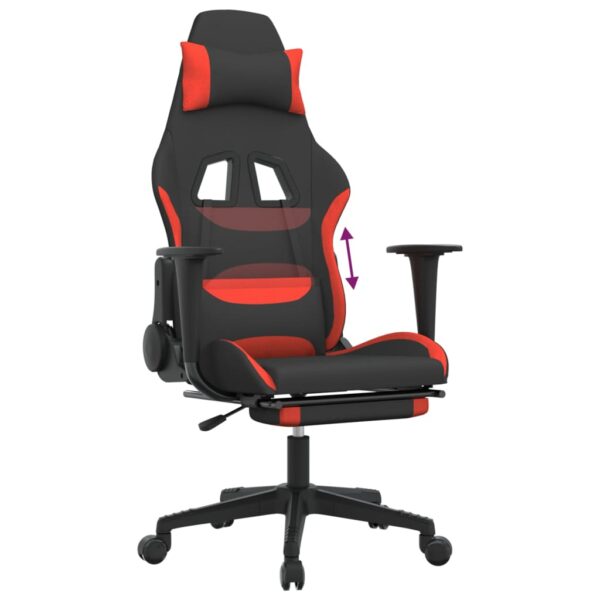 vidaXL Gaming Chair with Footrest Black and Red Fabric - Image 8