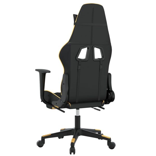 vidaXL Gaming Chair with Footrest Black and Gold Faux Leather - Image 5