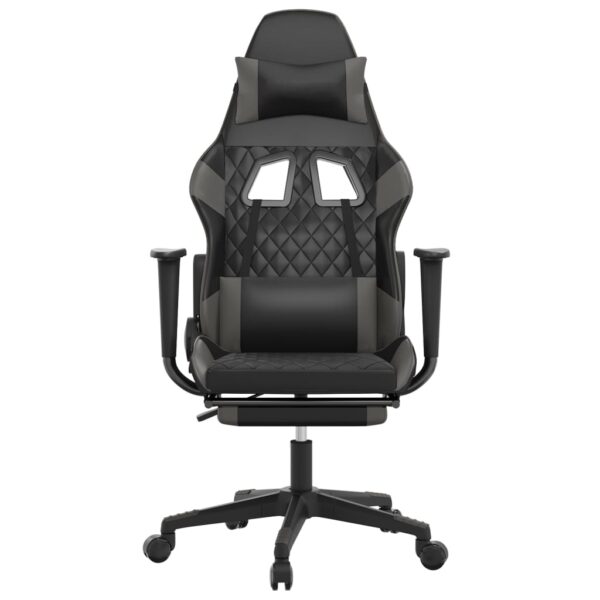 vidaXL Gaming Chair with Footrest Black and Gray Faux Leather - Image 3