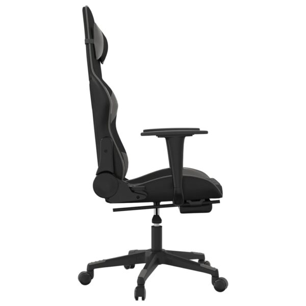 vidaXL Gaming Chair with Footrest Black and Gray Faux Leather - Image 4