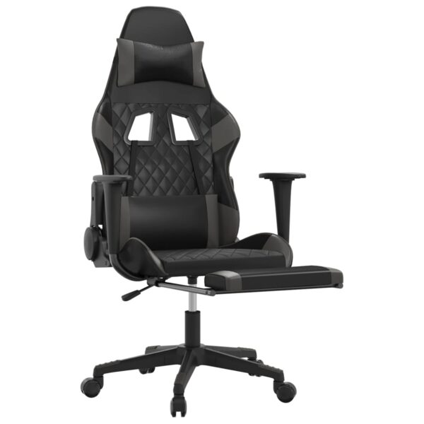 vidaXL Gaming Chair with Footrest Black and Gray Faux Leather - Image 6