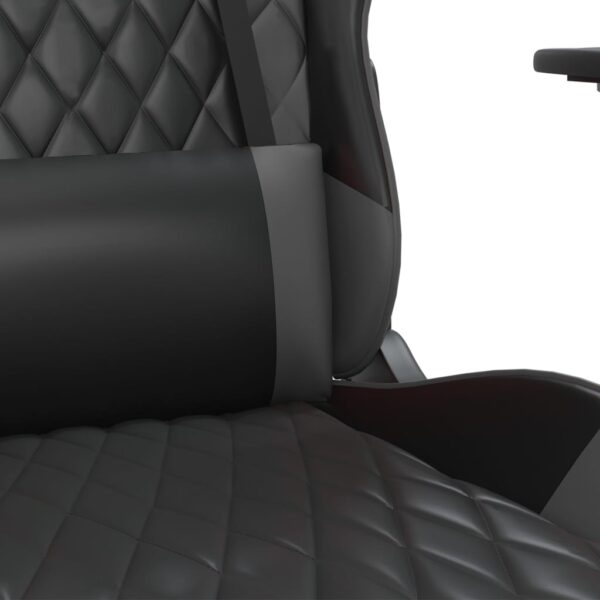 vidaXL Gaming Chair with Footrest Black and Gray Faux Leather - Image 9