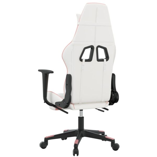 vidaXL Gaming Chair with Footrest White and Pink Faux Leather - Image 5