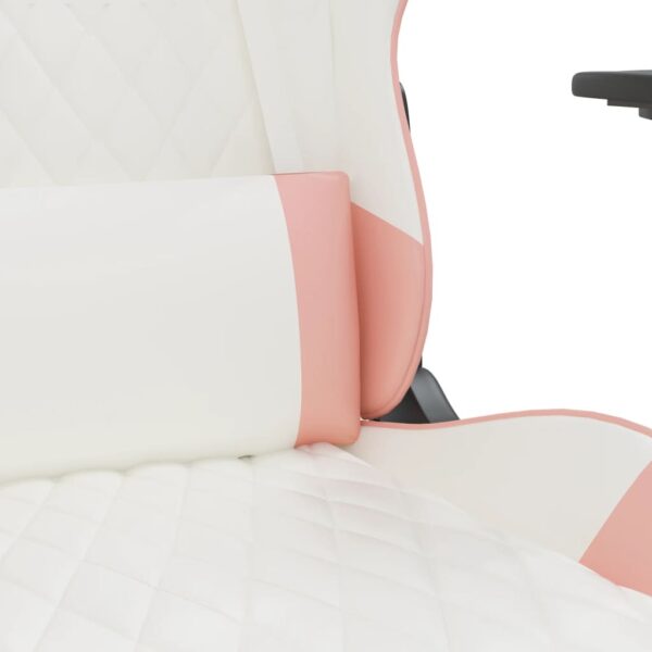 vidaXL Gaming Chair with Footrest White and Pink Faux Leather - Image 9