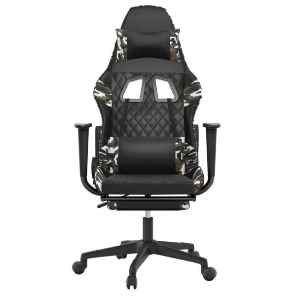 vidaXL Gaming Chair with Footrest Black and Camouflage Faux Leather - Image 3