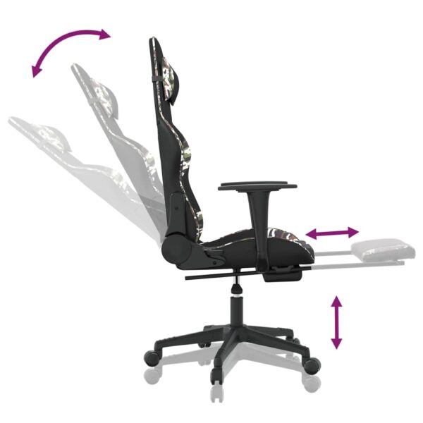 vidaXL Gaming Chair with Footrest Black and Camouflage Faux Leather - Image 7