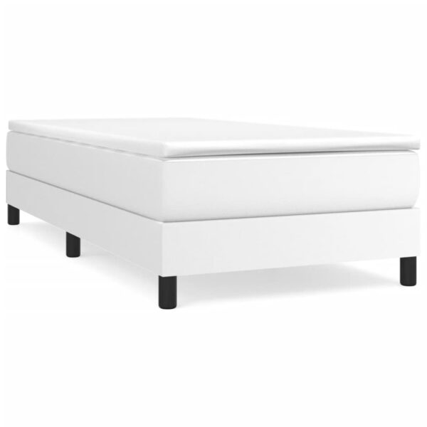 vidaXL Bed Frame White 39.4"x74.8" Twin Faux Leather - Image 2