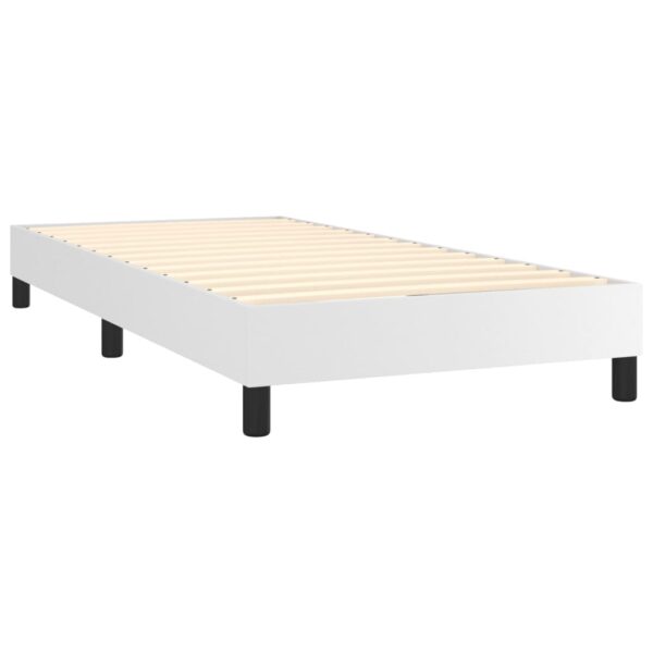 vidaXL Bed Frame White 39.4"x74.8" Twin Faux Leather - Image 4