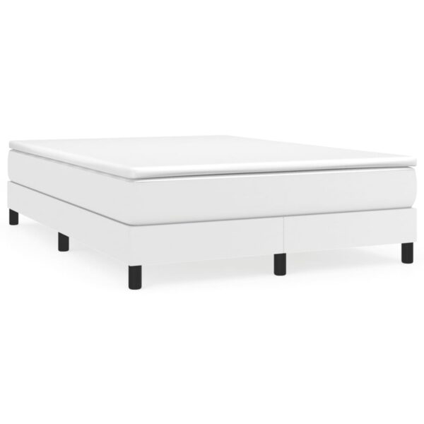 vidaXL Bed Frame White 53.9"x74.8" Full Faux Leather - Image 2