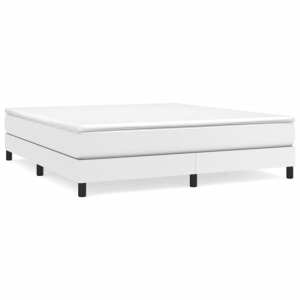 vidaXL Bed Frame White 76"x79.9" King Faux Leather - Image 2