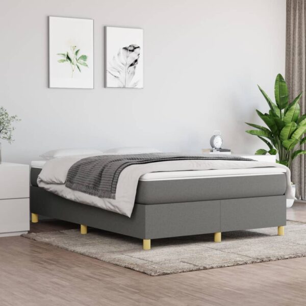 vidaXL Bed Frame Dark Gray 59.8"x79.9" Queen Fabric