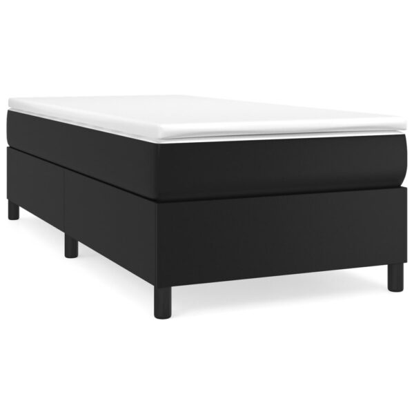 vidaXL Bed Frame Black 39.4"x74.8" Twin Faux Leather - Image 2