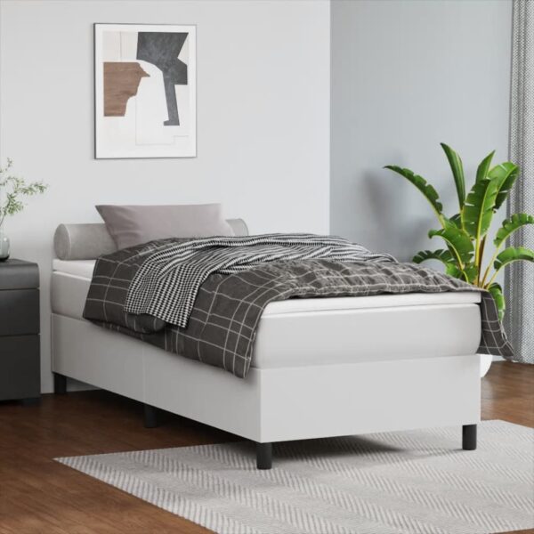 vidaXL Bed Frame White 39.4"x74.8" Twin Faux Leather