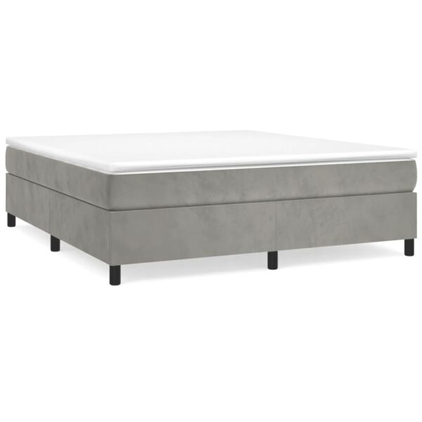 vidaXL Bed Frame Light Gray 76"x79.9" King Velvet - Image 2