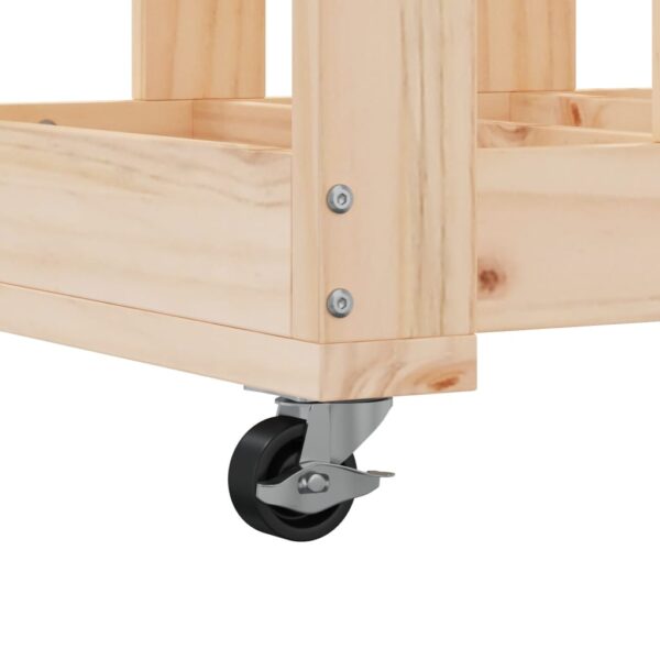 vidaXL Log Holder with Wheels 15.7"x19.3"x43.3" Solid Wood Pine - Image 7